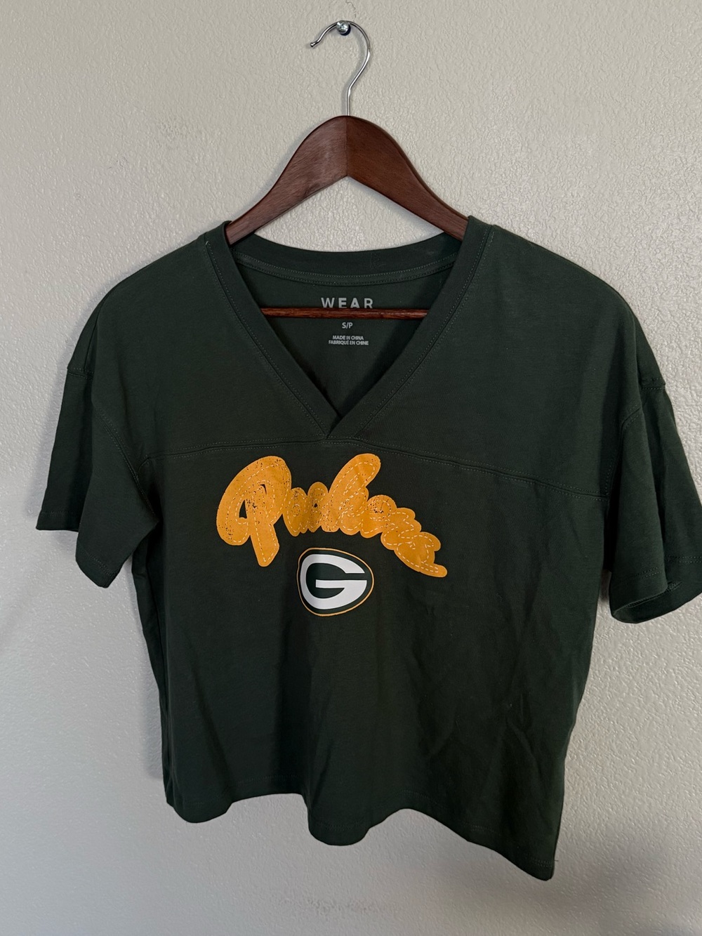 Green Bay Packers NFL Green V-Neck Short Sleeve T-Shirt